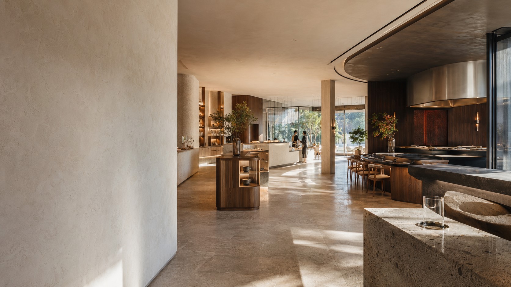 Tea being prepared at a contemporary hospitality counter